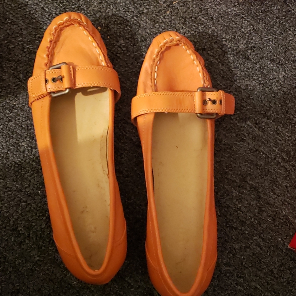 Orange low heel shoes